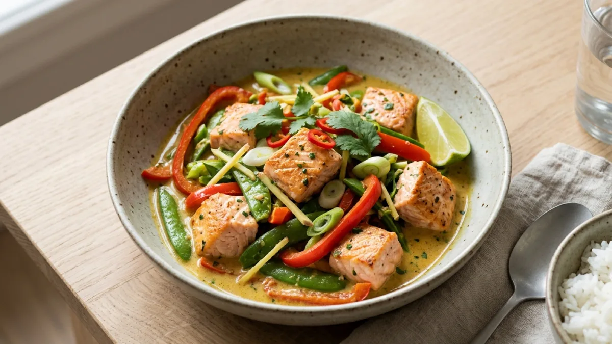 Creamy Curry-Coconut Salmon Stir-Fry
