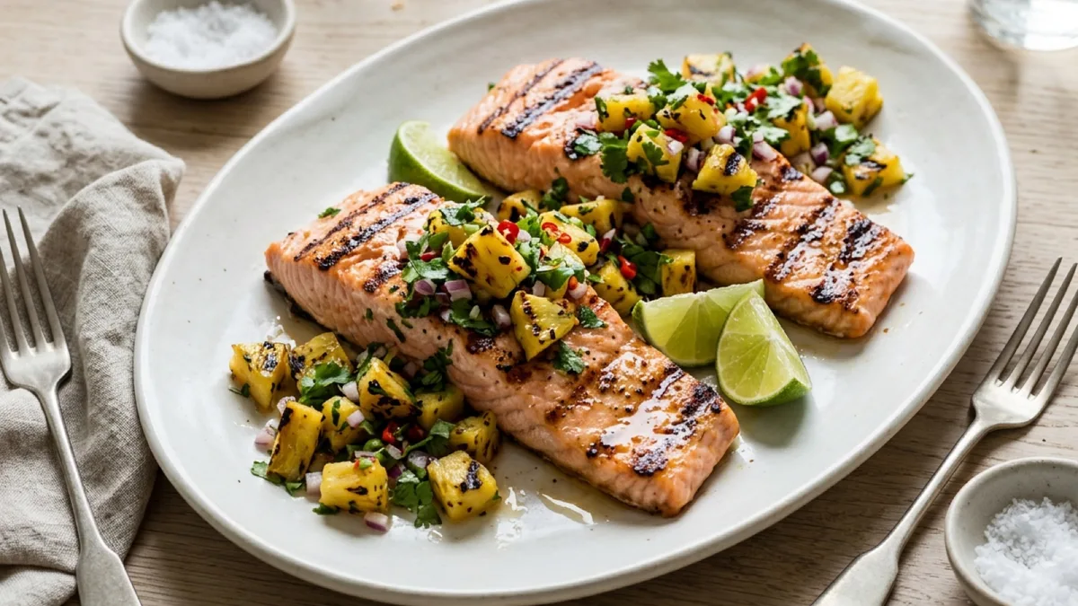 Grilled Salmon with Charred Pineapple Salsa