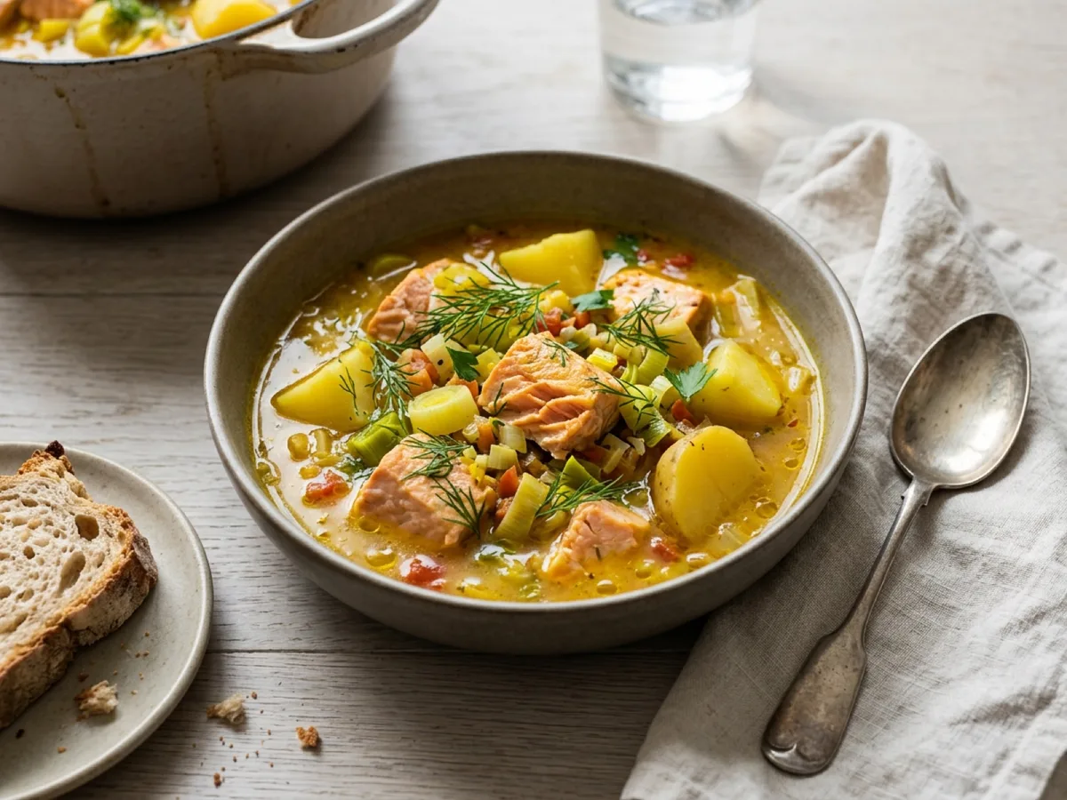 Rustic Saffron Fish Stew with Leek and Potato — recipe photo