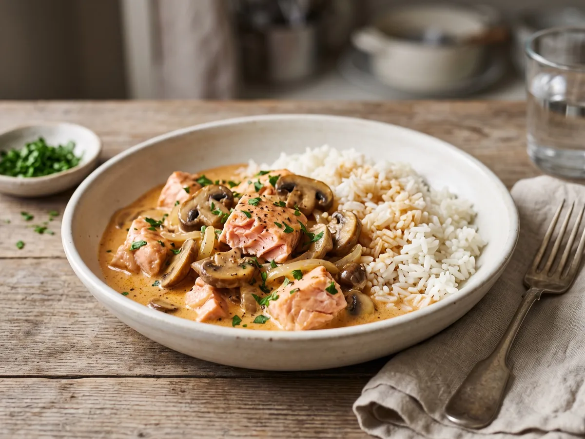 Salmon Stroganoff — recipe photo